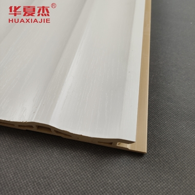 White Woodgrain U-Shaped Laminated WPC Board Decoração Interior