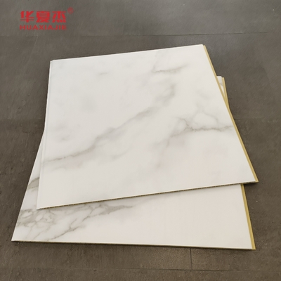 Painel de parede Wpc de mármore branco de alta qualidade 600x9mm Painel Wpc laminado à prova d'água fácil de limpar