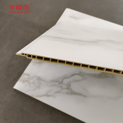 Painel de parede Wpc de mármore branco de alta qualidade 600x9mm Painel Wpc laminado à prova d'água fácil de limpar