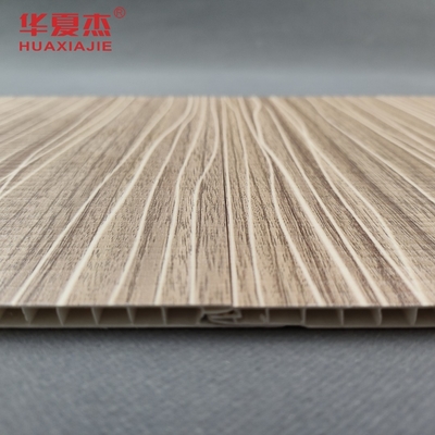 Painel de parede de PVC laminado de design moderno 250x5mm Painel de grãos de madeira de PVC para decoração de sala de estar