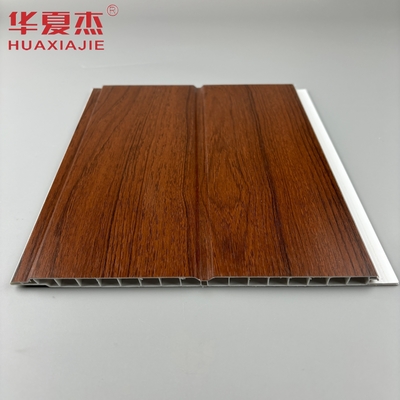 Painel de parede de PVC em forma de U, de madeira vermelha, à prova de umidade, painel de teto de PVC para decoração de sala de estar