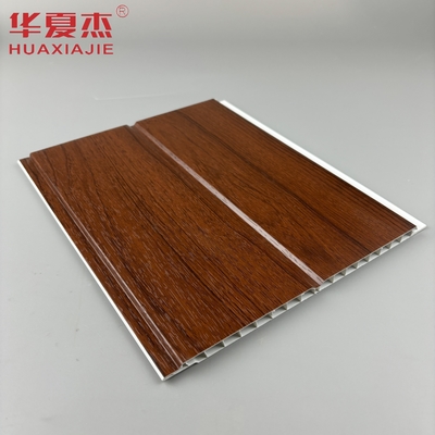Painel de parede de PVC em forma de U, de madeira vermelha, à prova de umidade, painel de teto de PVC para decoração de sala de estar