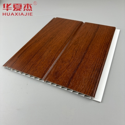 Painel de parede de PVC em forma de U, de madeira vermelha, à prova de umidade, painel de teto de PVC para decoração de sala de estar