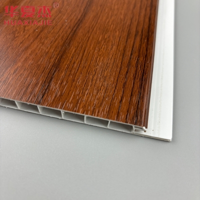 Painel de parede de PVC em forma de U, de madeira vermelha, à prova de umidade, painel de teto de PVC para decoração de sala de estar
