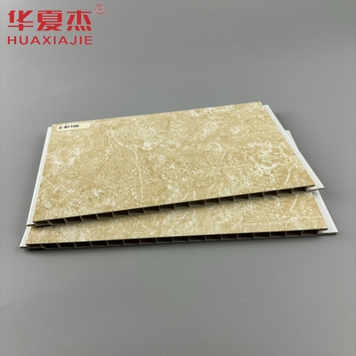 Painéis de parede de banheiro de PVC de mármore amarelo 250mmx8mm Decoração de instalação fácil